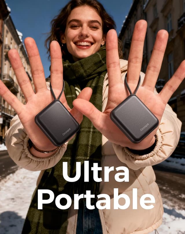 Detalle 2 de OCOOPA UT5 Nano rechargeable hand warmers (2-pack) – ultra-slim pocket warmers with 3 heat levels