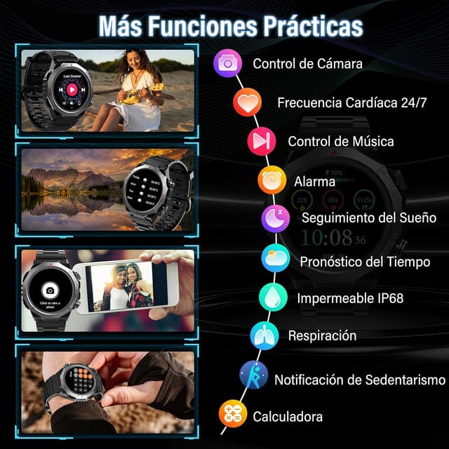 Thumbnail 4 de Reloj Inteligente 1,39" Militar con llamadas