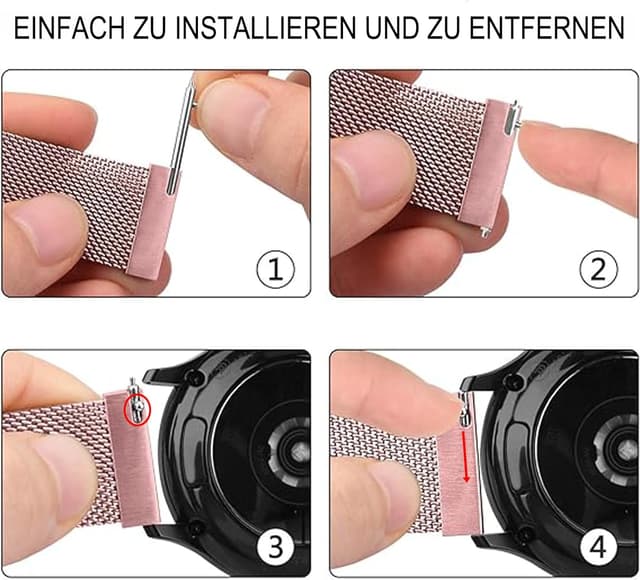 Detalle de ZLZKJS Edelstahl Mesh Uhrenarmband mit Magnetverschluss (14–24 mm) und Schnellverschluss