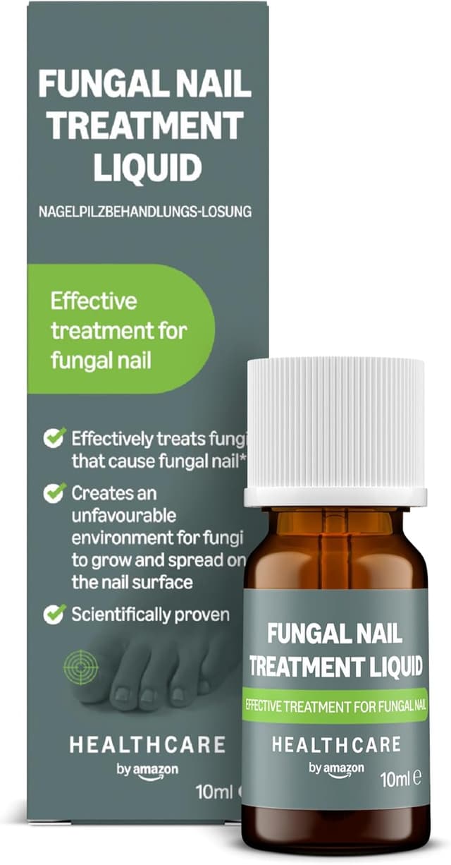 Detalle de Healthcare by Amazon Flüssigkeit gegen Nagelpilz (10 ml) – mit Harnstoff, Teebaumöl und Milchsäure