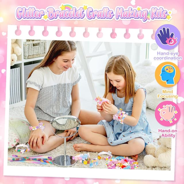 Detalle de Bracelet Making Kit for Girls (Unicorn Friendship Bracelet Set) – Creative DIY Craft Kit Ages 5–12