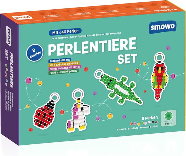 Detalle de Smowo® Perlentiere Bastelset mit Perlen für 9 Schlüsselanhänger-Tiere