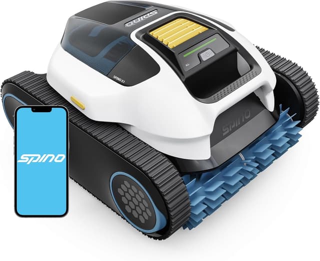 Detalle de (2026 Neues) Spino E1 Poolroboter für Wand & Boden – kabelloser Poolsauger mit App-Steuerung und SmartArc Navigation