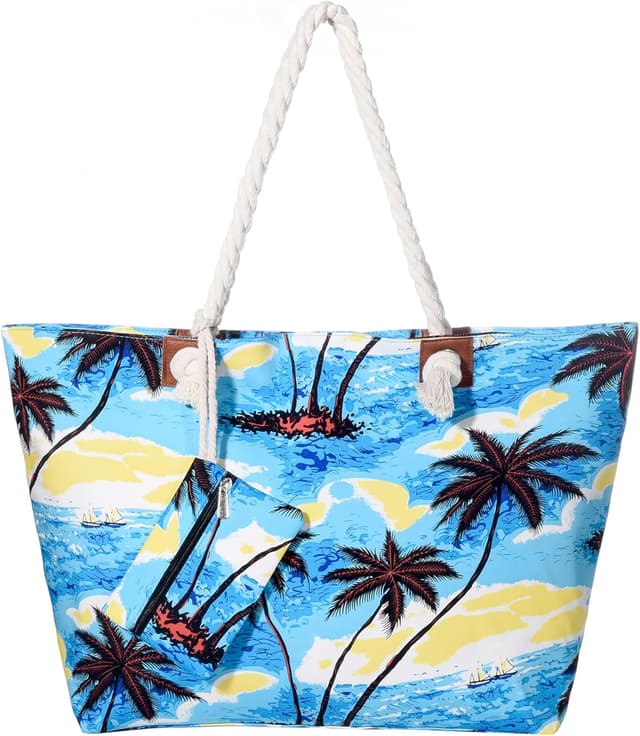 Detalle de DonDon Grand sac de plage avec fermeture à glissière – sac shopping à bandoulière XXL