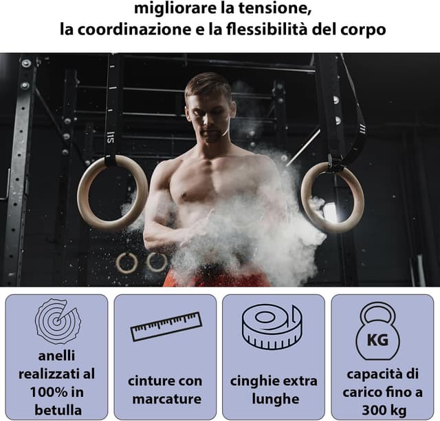 Detalle 2 de ALPIDEX Anelli Ginnastica in Legno 28 mm