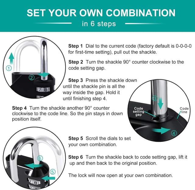 Thumbnail 6 de ZHEGE Vorhängeschloss 4-stelliges Zahlenschloss 🔒