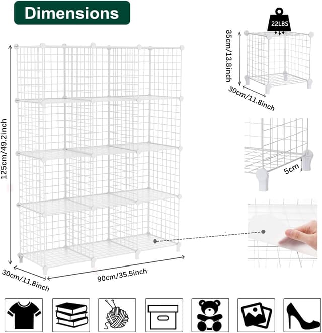 Detalle de AWTATOS Estante de Almacenamiento con 12 Cubos 🗄