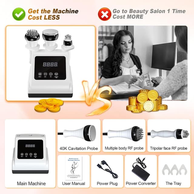 Thumbnail 6 de Qewher 3 in 1 radiofrequenza viso e corpo 40K: massaggiatore anticellulite con riscaldamento, EMS e luce rossa