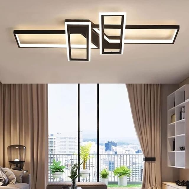 Detalle 2 de EIDISUNY 94W Dimmable Rectangle LED Ceiling Light with Remote (Black)