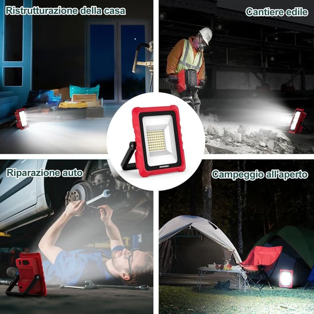 Thumbnail 6 de HYCHIKA Faro LED Ricaricabile 20W 2000 lumen 6500K IP65 con ricarica USB e Type-C