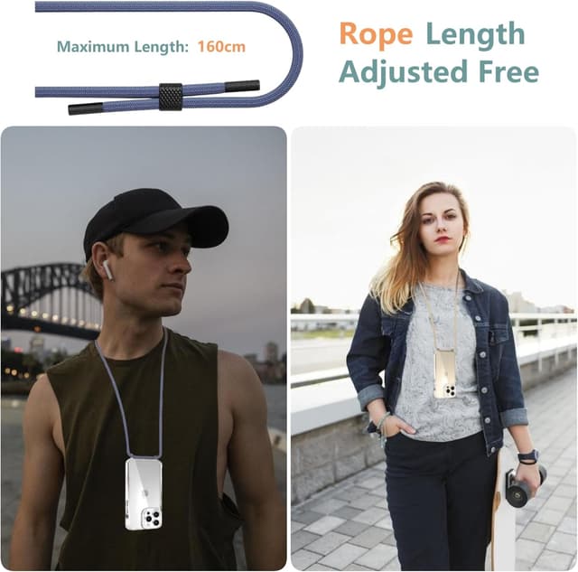 Thumbnail 6 de OLEPHY Cover Trasparente con Cordino per iPhone 15 Pro 6,1" – protezione antiurto e antigraffio con collana regolabile, blu