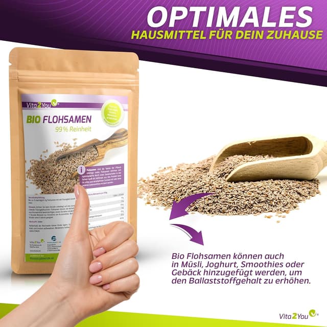 Thumbnail 2 de Vita2You Flohsamen 1 kg 99% Reinheit đ±
