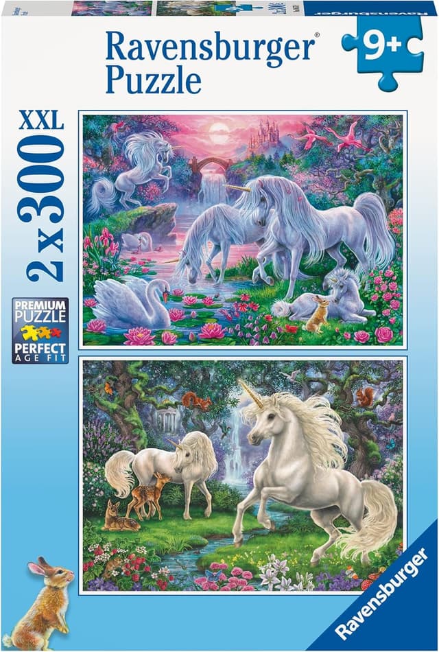 Detalle de Ravensburger Puzzle 2x300 Pezzi Unicorni (2 puzzle da 300) per bambini 9+ | 49 x 36 cm