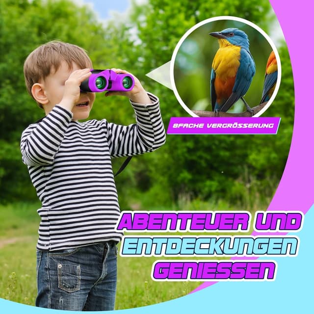 Detalle de Anginne Kinder-Fernglas 8x21 mit Vergrößerung – stoßfestes Kompaktfernglas für Jungen & Mädchen (ab ca. 4 bis 12 Jahre)