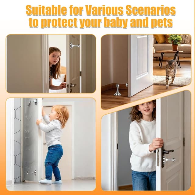 Detalle de lompyeu Türstopper (4 Stück) – magnetisch aus Edelstahl für Boden-, Wand- oder Klebemontage