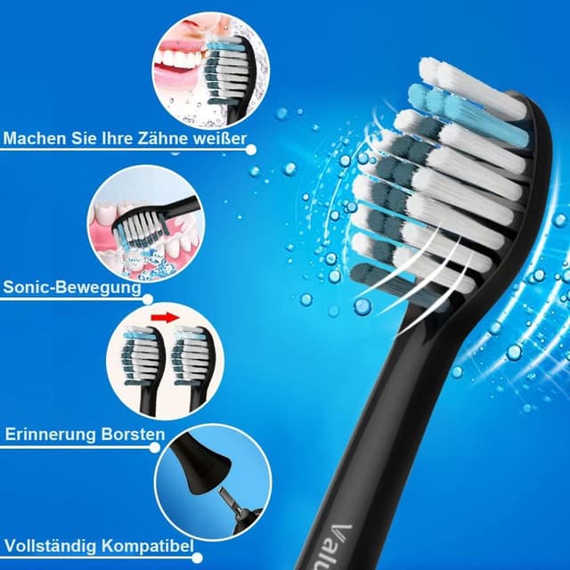 Detalle 2 de 16 Whitening Clean Ersatzbürsten für Philips Sonicare (8x Weiß & 8x Schwarz) – kompatibel mit Snap-On Griffen