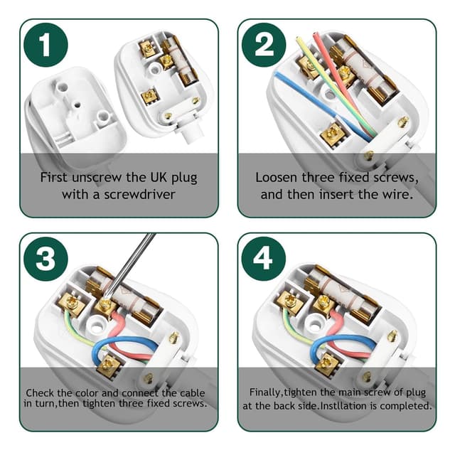 Detalle 2 de 13 Amp fused UK 3 pin plug, 4 pack