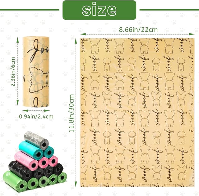 Detalle de Lureon 585 biologisch abbaubare Hundekotbeutel – extra groß, reißfest & auslaufsicher (30 x 22 cm)