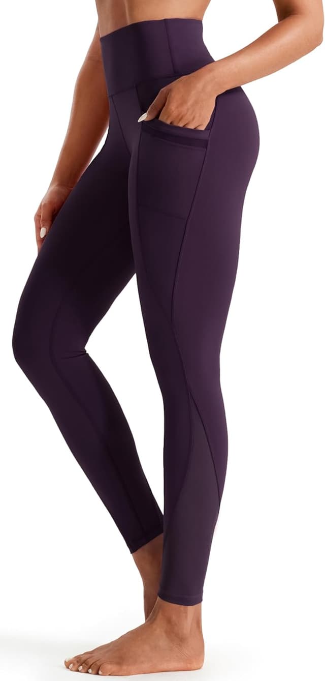 Detalle de Persit Damen Sport-Leggings mit Taschen – blickdichte lange Sporthose mit Mesh-Einsätzen