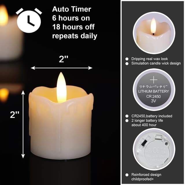 Detalle 2 de Real wax tea light candles 5x5cm timer