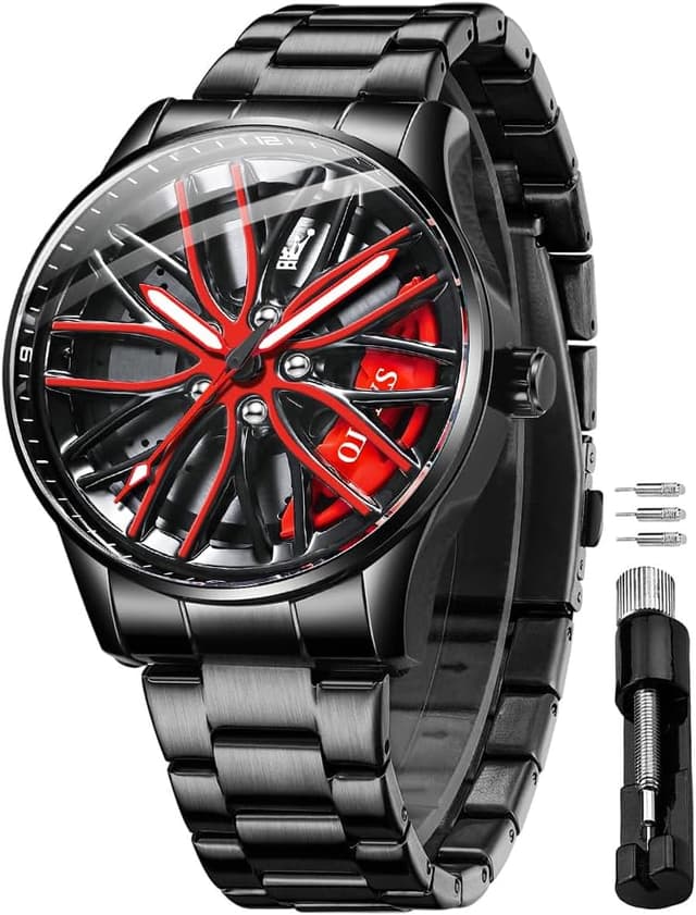 Thumbnail 6 de OLEVS Herrenuhr aus Edelstahl mit Skelett-Zifferblatt, analogem Quarzwerk und 3-ATM-Wasserschutz