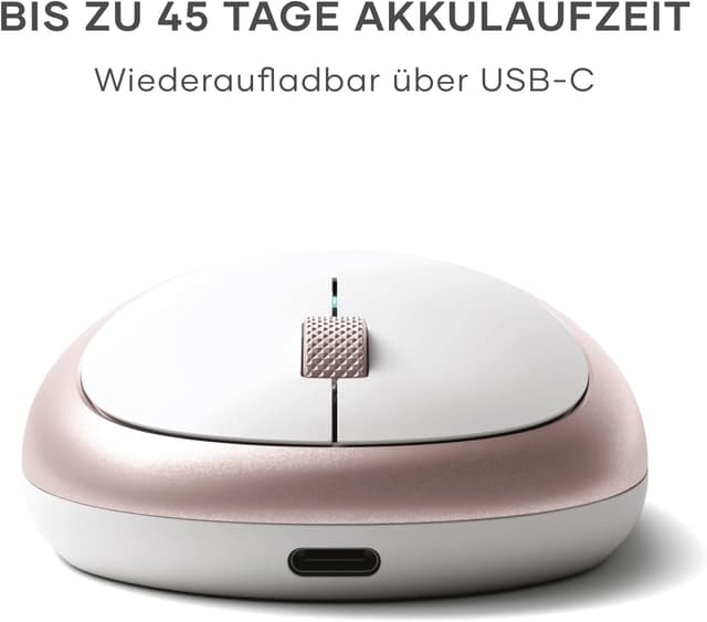 Detalle de SATECHI M1 kabellose Bluetooth-Computermaus (USB‑C wiederaufladbar) in Roségold