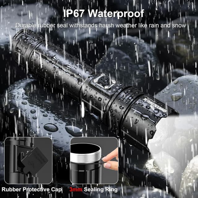 Thumbnail 6 de Shadowhawk S1476 Rechargeable Flashlight (10000 High Lumens, USB-C) with Adjustable Focus and 5 Modes