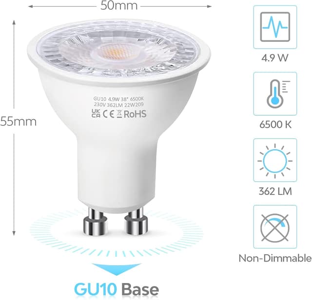 Thumbnail 2 de Levidon GU10 LED Bulbs 4.9W 6500K