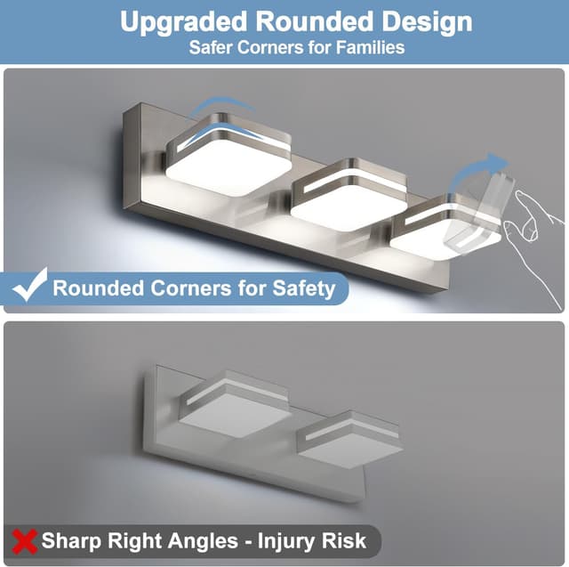 Detalle 2 de 360° Rotatable LED Bathroom Vanity Light Fixtures, 1300LM Brushed Nickel Acrylic Vanity Lights (Natural White 5000K)