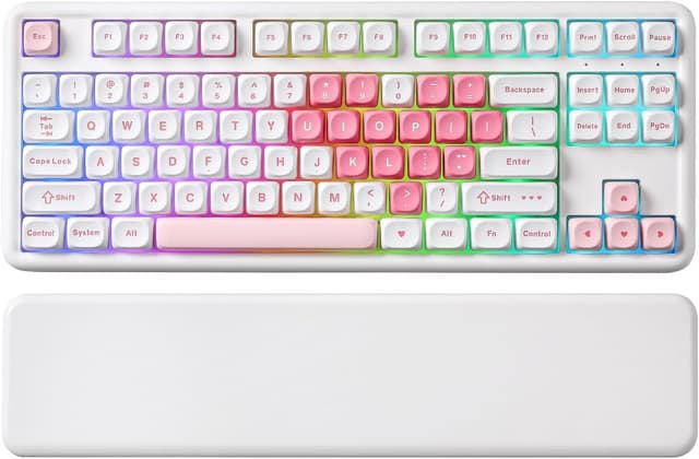 Detalle de YUNZII B87 Drahtlose Mechanische Tastatur (QMK/VIA, Gasket, RGB) – 87 Tasten, BT 5.0/2,4G/USB‑C