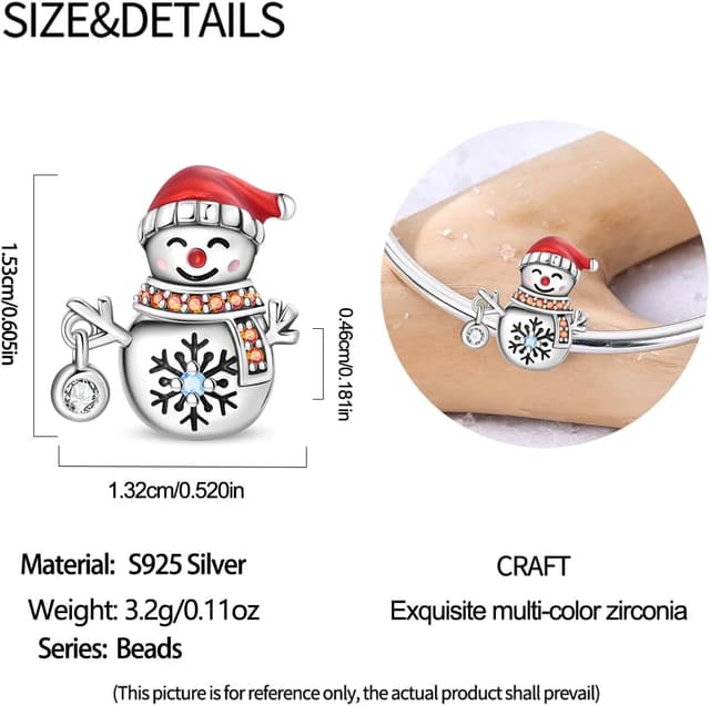 Detalle de TINSLO Charm Anhänger Damen 925 Sterling Silber mit Zirkonia – für europäische Armband- und Halsketten-Charmes (kompatibel mit Pandora-Style)