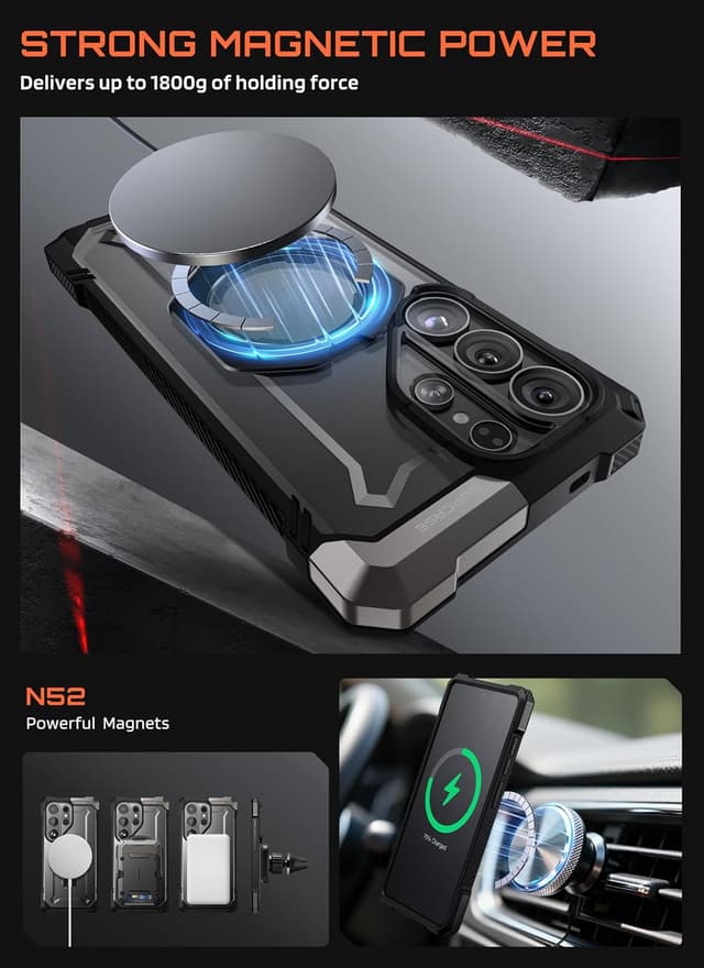 Detalle de SUPCASE Unicorn Beetle Grip Case for Samsung Galaxy S26 Ultra with Kickstand (Wireless Charge Compatible) — Dark