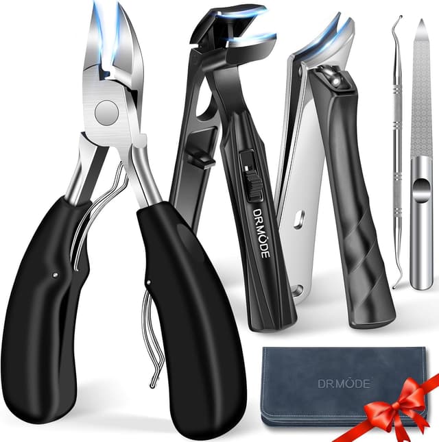 Detalle de DRMODE 2026 Toenail Clippers Set (5-in-1) for Thick Toenails, Angled & Ingrown Nail Clippers with Long Handle