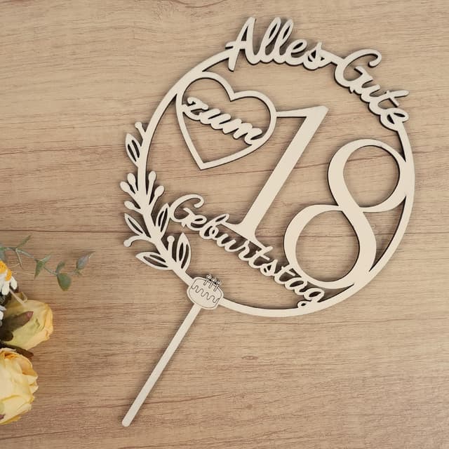 Thumbnail 4 de I LOVE MOM Cake Topper „18 Geburtstag“ aus Holz – Tortendeko für die Geburtstagsfeier
