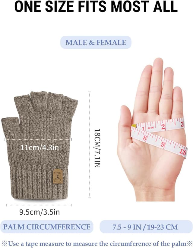 Thumbnail 3 de JUNRUI Fingerless Gloves for Winter Warmth