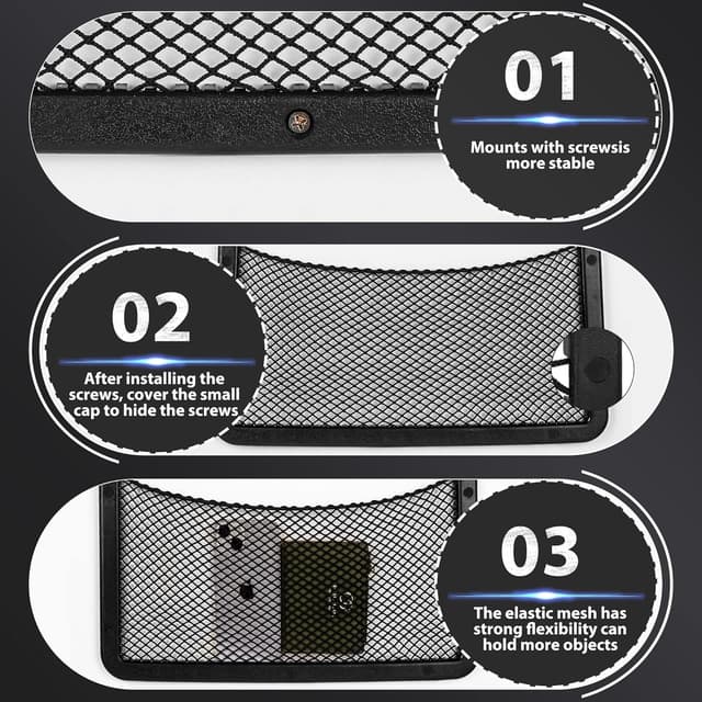 Detalle de EINESIN Storage Nets for Campervans – elastic trunk storage bag with plastic frame (4-pack)