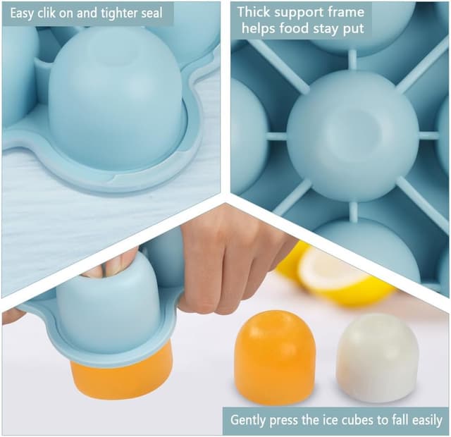 Detalle de Aolso contenitore in silicone con 9 scomparti da 75 ml, per freezer, BPA-free, blu