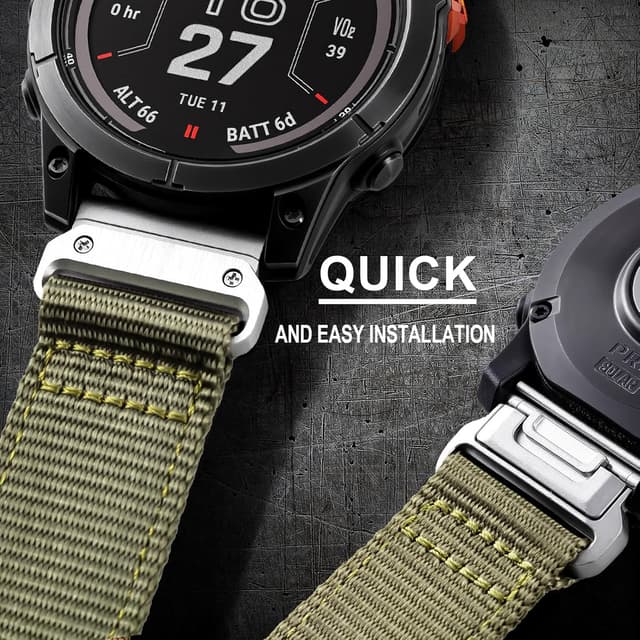Detalle 2 de EKINGEEK Quickfit 22mm Nylon Strap for Garmin Fenix 6/7/8 (47mm) & Epix 2 47mm