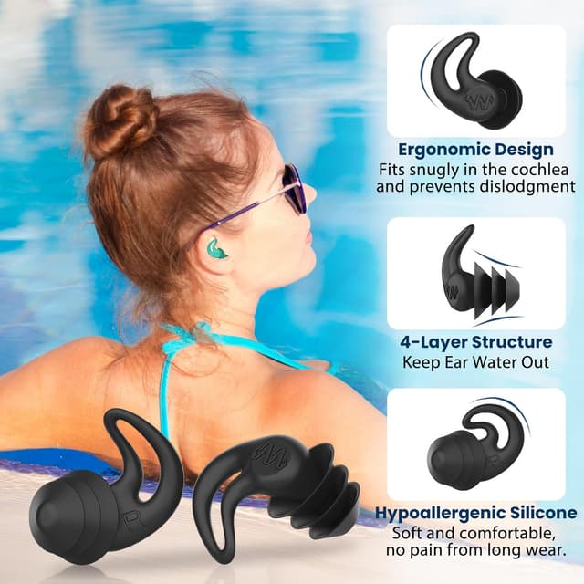Thumbnail 1 de Swimming Ear Plugs 4 Pairs Silicone for Adults 🏊