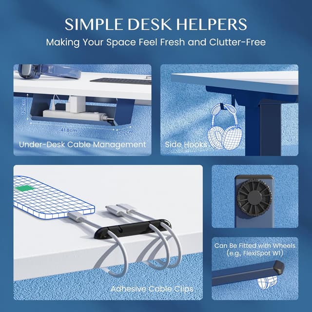 Detalle de FLEXISPOT Bureau assis-debout à 2 moteurs FlexiSpot avec panneau mémoire et anti-collision, cadre acier (70 à 119 cm)