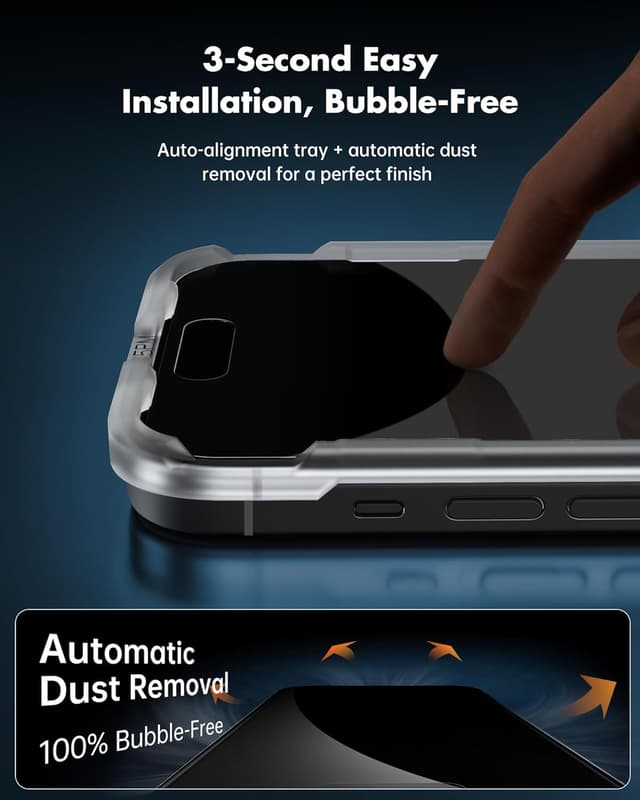 Thumbnail 6 de UNBREAKcable Privacy Screen Protector for iPhone 15 Plus (6.7-inch) — 2-Pack + 2 Lens Protectors (25° Anti-Spy, 9H Tempered Glass)