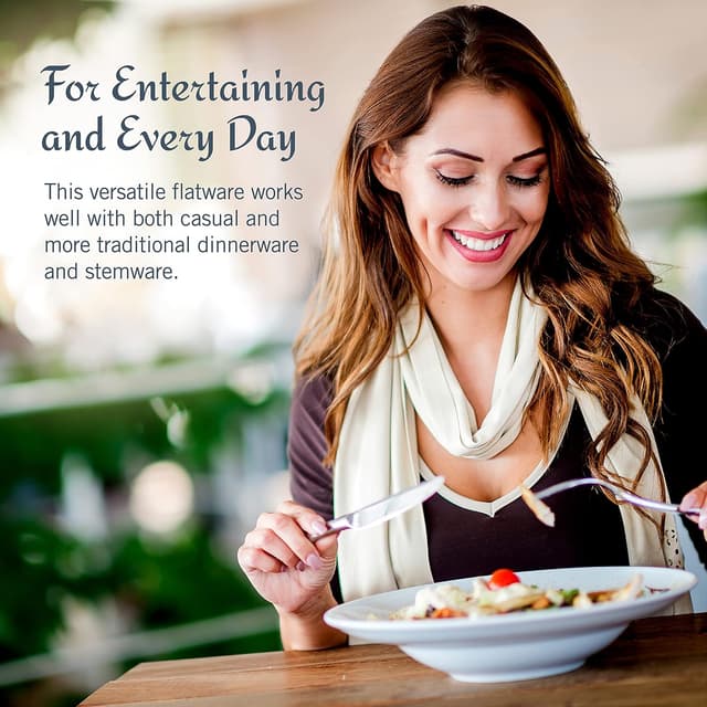 Detalle de Mikasa Harmony 65-Piece 18/10 Stainless Steel Flatware Set (Service for 12) with Serving Utensils