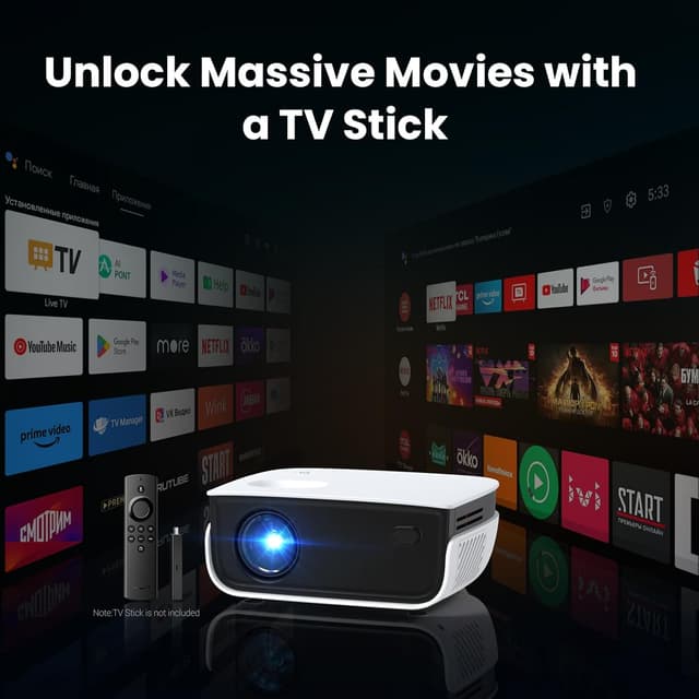 Detalle de NICPOW Upgrade Portable Outdoor Mini Projector (1080P, HDMI/USB/AV) for Phone, TV Stick, PS5 & More