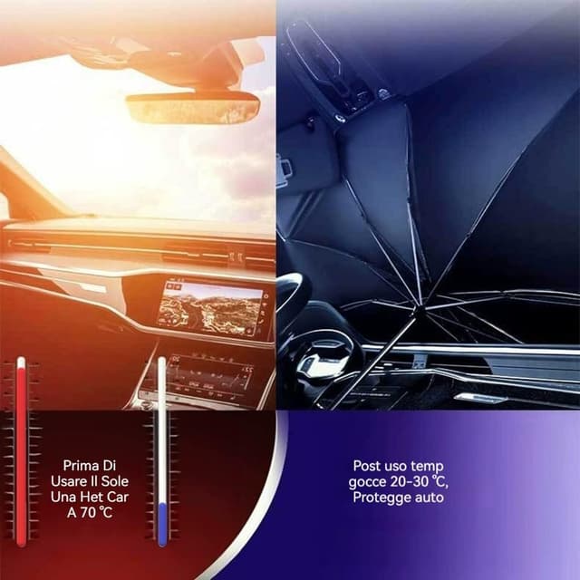 Detalle de Parasole per auto anteriore con design adorabile a occhi, 145 x 79 cm, con borsa portaoggetti