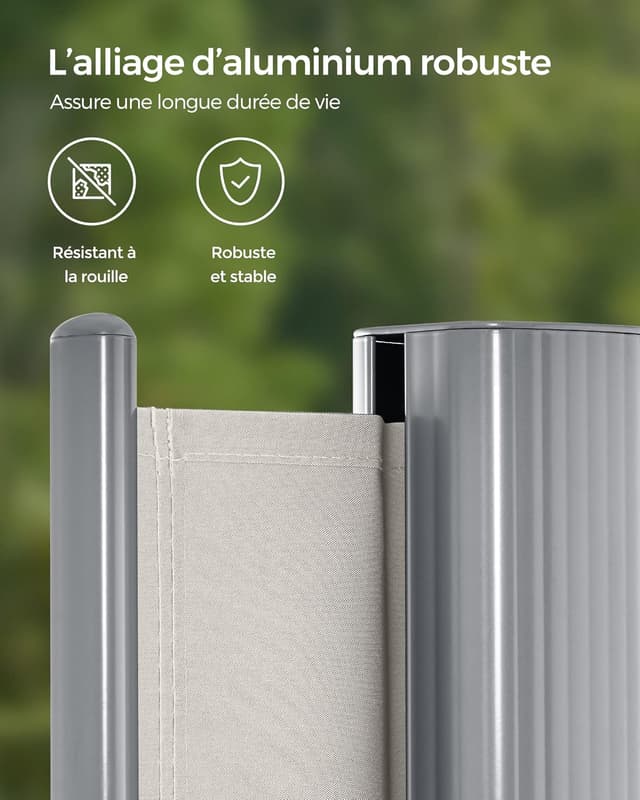 Detalle de SONGMICS store latéral rétractable en aluminium 160 x 350 cm beige (GSA165E)