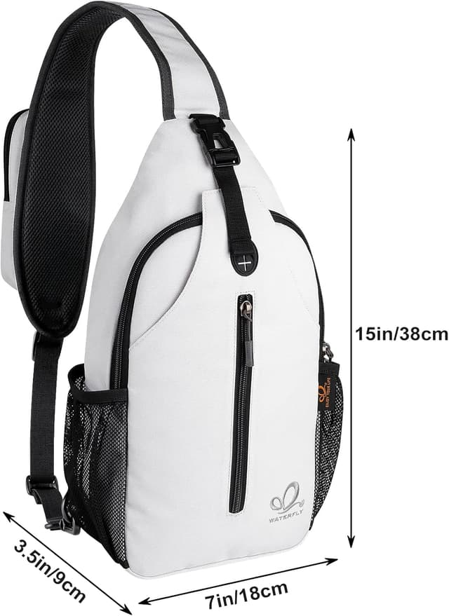 Detalle de WATERFLY Sling Rucksack Umhängetasche mit verstellbarem Schultergurt – für Wandern, Joggen & Alltag