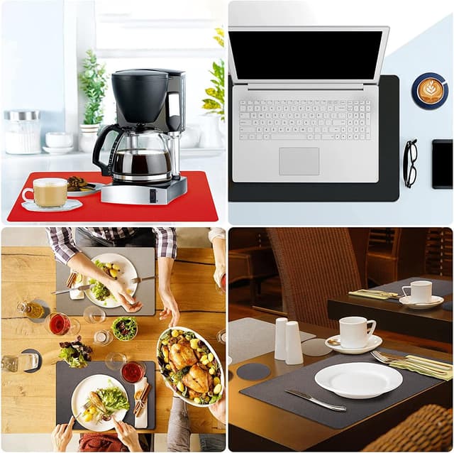 Thumbnail 6 de HELI MIAO abwischbare Tischsets aus PVC-Lederoptik inkl. Untersetzer (2er-Set), grasgrün & violett