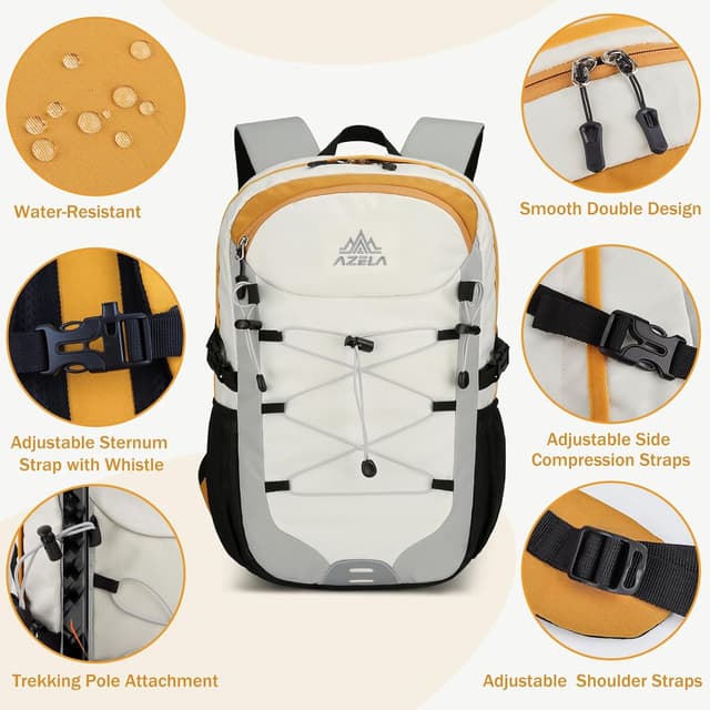 Detalle de GES 30L Multi-Functional Hiking Backpack with Rain Cover – durable rucksack for school, work, camping, trekking and cycling