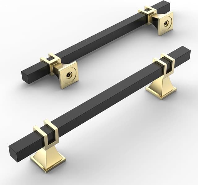 Detalle de Lot de 10 poignées de meuble Amerdeco Noirdoré 128 mm avec vis