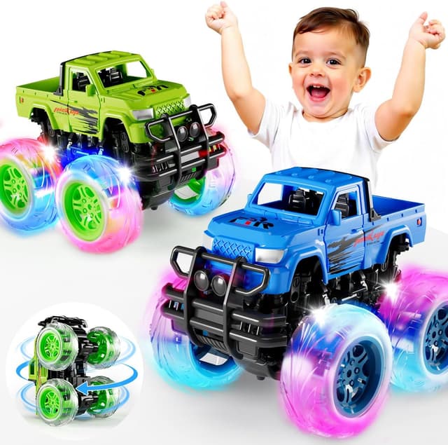 Detalle de Winstico 2 Pack Monster Truck light-up cars for toddlers